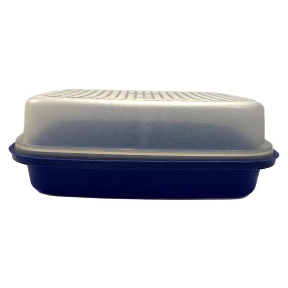 Vintage Tupperware Season-Serve Marinating Container Blue with Clear Lid - Picture 1 of 5
